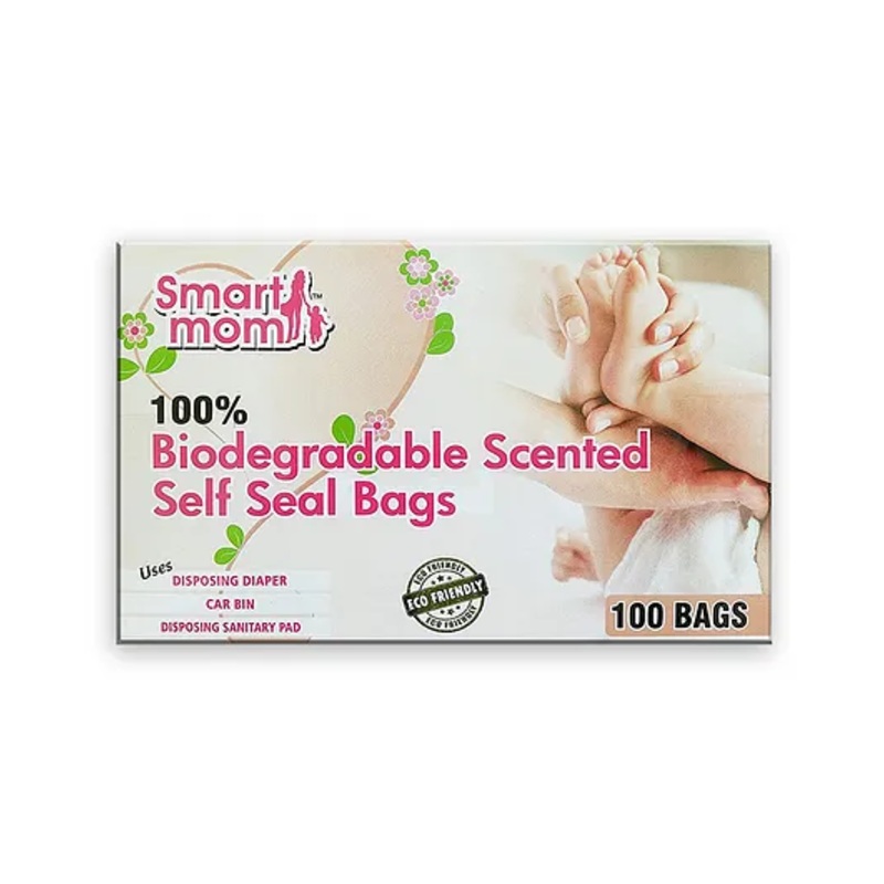 Lifekrafts Smart Mom Disposable Scented Bio-Degradable Eco Friendly Diaper Bags White - Pack of 100