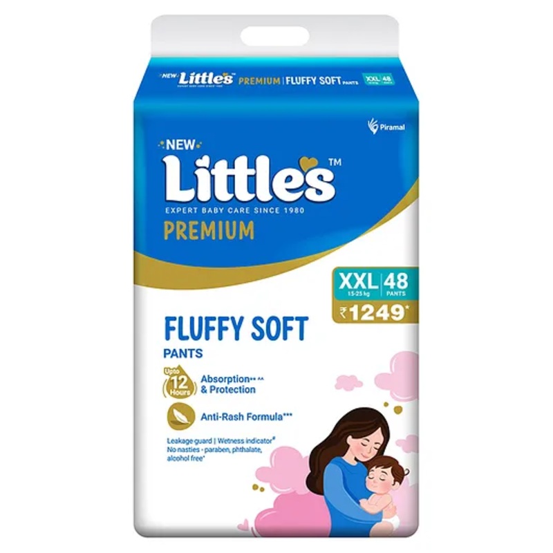 Little's Comfy Premium Baby Diaper Pants  Cotton Soft with Wetness Indicator Double Extra Large - 48 Pieces