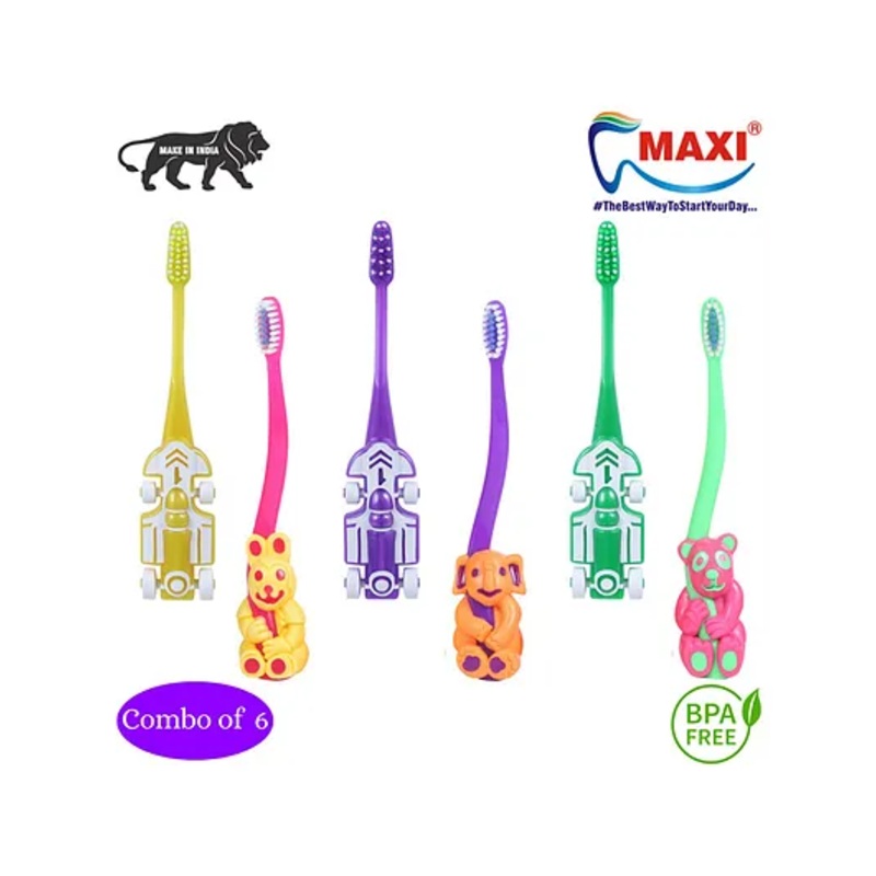 MAXI Junior Toothbrush Pack of 6 - Multicolour