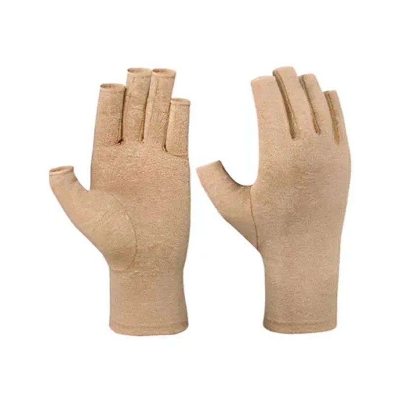 MOMISY Arthritis Finger Less Compression Large Gloves - Khaki, L