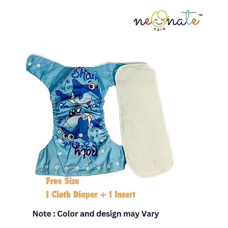 NeonateCare Reusable Cloth Diaper with Diaper Inserts - Blue Astronaut Print
