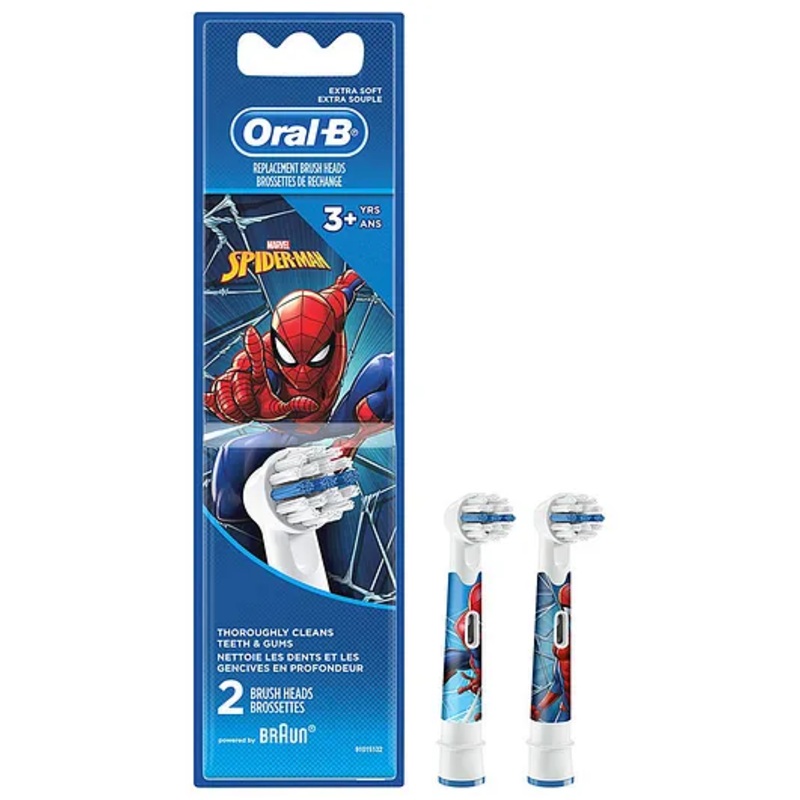 Oral-B Kids Spiderman Electric Brush Heads Pack of 2 - White