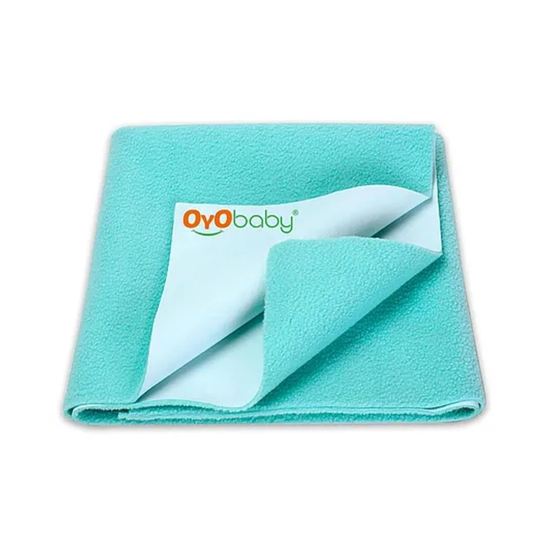 OYO BABY Anti-Piling Fleece Extra Absorbent Instant Dry Sheet, Baby Bed Protector, Waterproof Sheet, Small (70cm x 50cm), Sea Green