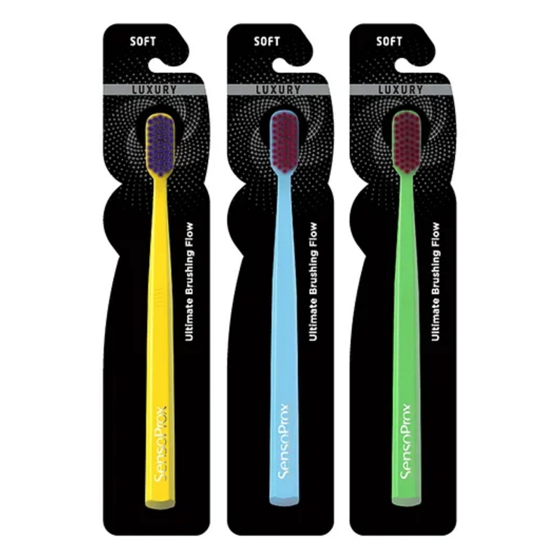SensoProx Ultra Smooth Toothbrush Pack of 3 - Yellow & Blue & Green