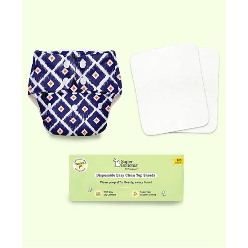 SuperBottoms BASIC Cloth Diapers for Babies Starter Kit - Reusable Diaper - Diaper Cover, Inserts, Disposable Liners - Tie & Dye