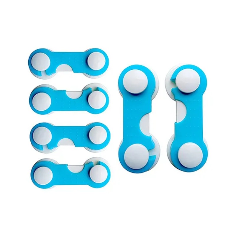 THE LITTLE LOOKERS Multipurpose Safety Lock for Doors, Cabinet, Fridge, Drawer (Blue, Pack of 6)
