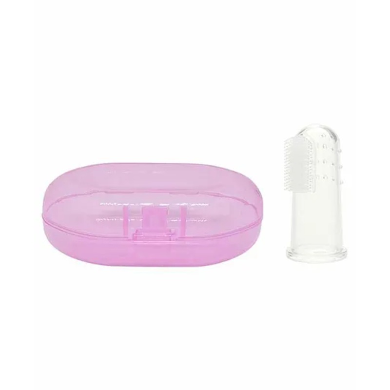 The Little Lookers Silicone Baby Finger Brush With Case - Pink