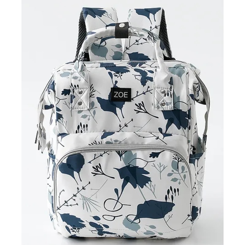 ZOE Midnight Bloom Multipurpose Diaper Backpack - White