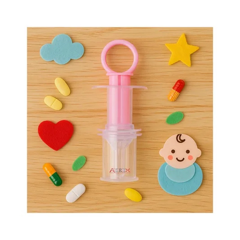 AEREX Baby Dispenser Needle Feeder Medicine Dropper | Dropper for Baby Feeding | Baby Sterilizing Medicine Feeder | Multi-Functional Squeeze Medicine Dropper (Pink)