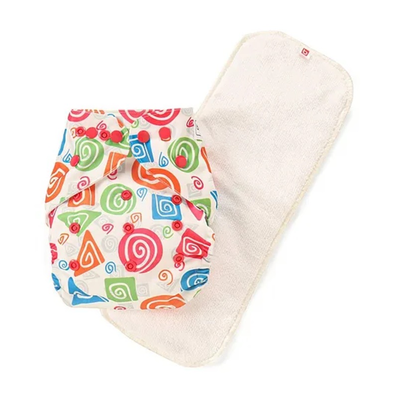 Babyhug Free Size Reusable Cloth Diaper With Insert Spiral Shapes Print - Multicolor