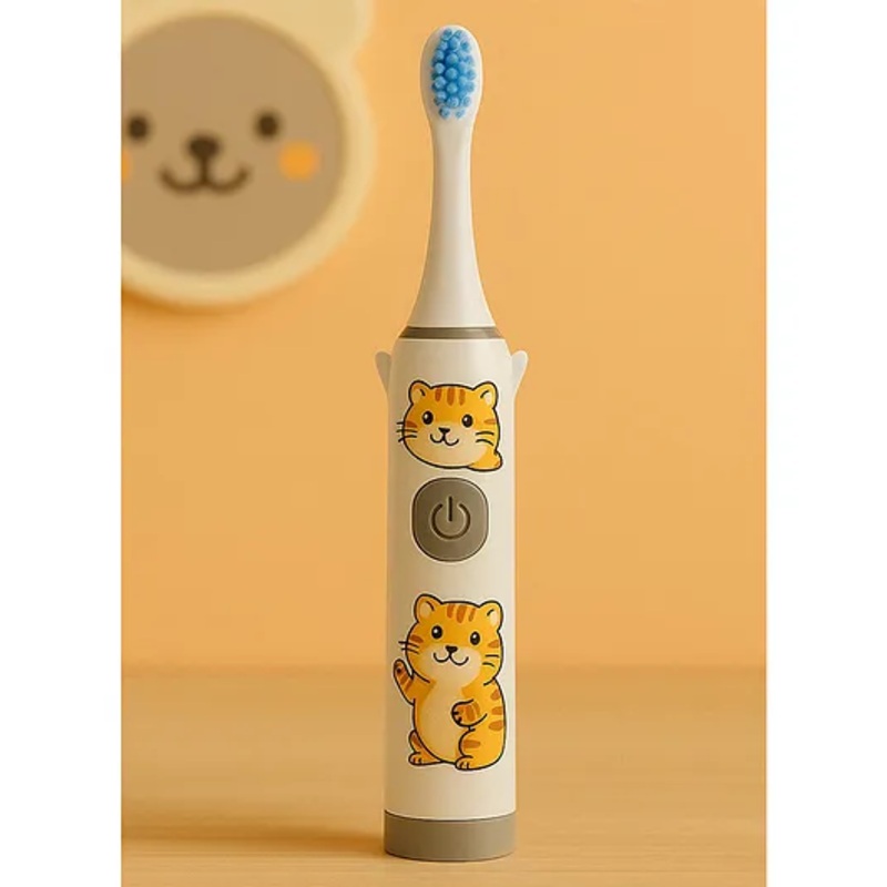 Badal Kidz Children's Electric Toothbrush with Cartoon Characters, Soft Bristles Battery Operated Kids Cartoonic - white