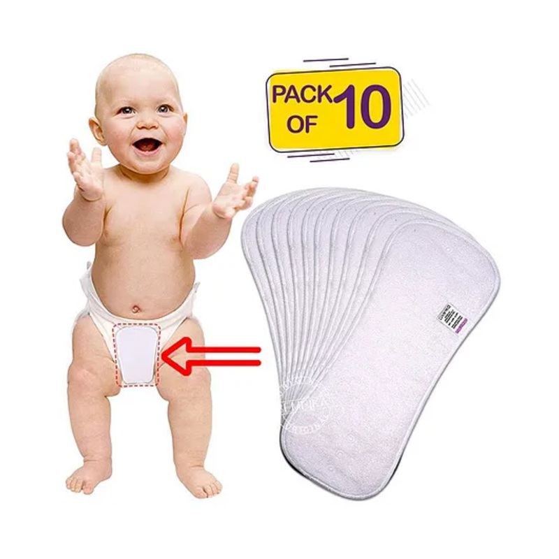 Bembika 4 Layer Cotton Nappy Inserts Pack Of 10 - White