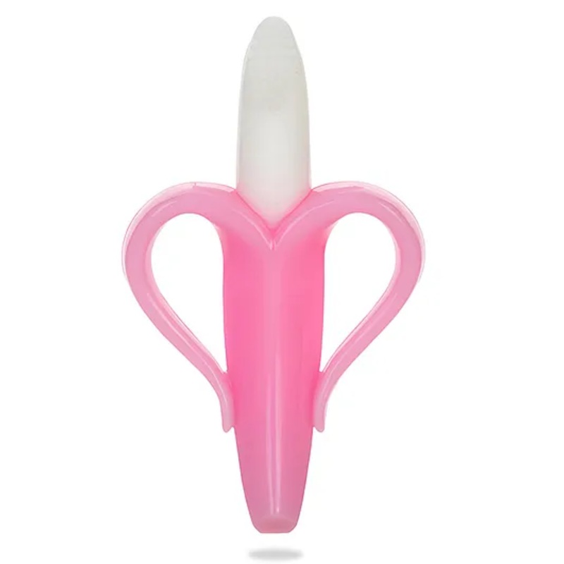 Bembika Teething Toothbrush for Babies Teether for Baby's With Ultra Soft Bristle - Banana Pink