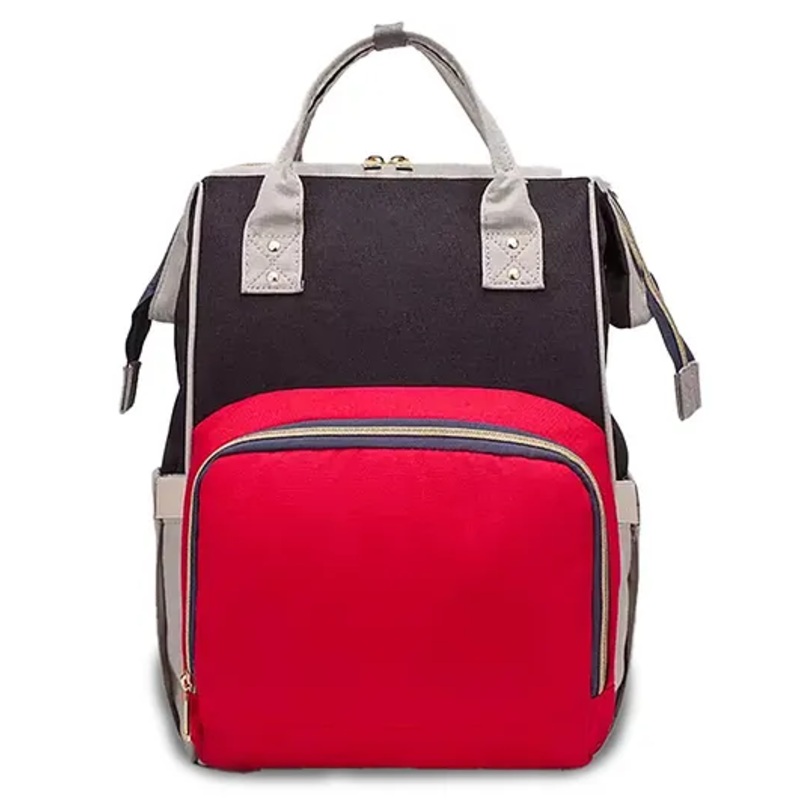 Chinmay Kids Large Capacity Diaper Backpack with Insulated Bottle Storage -  Red & Black