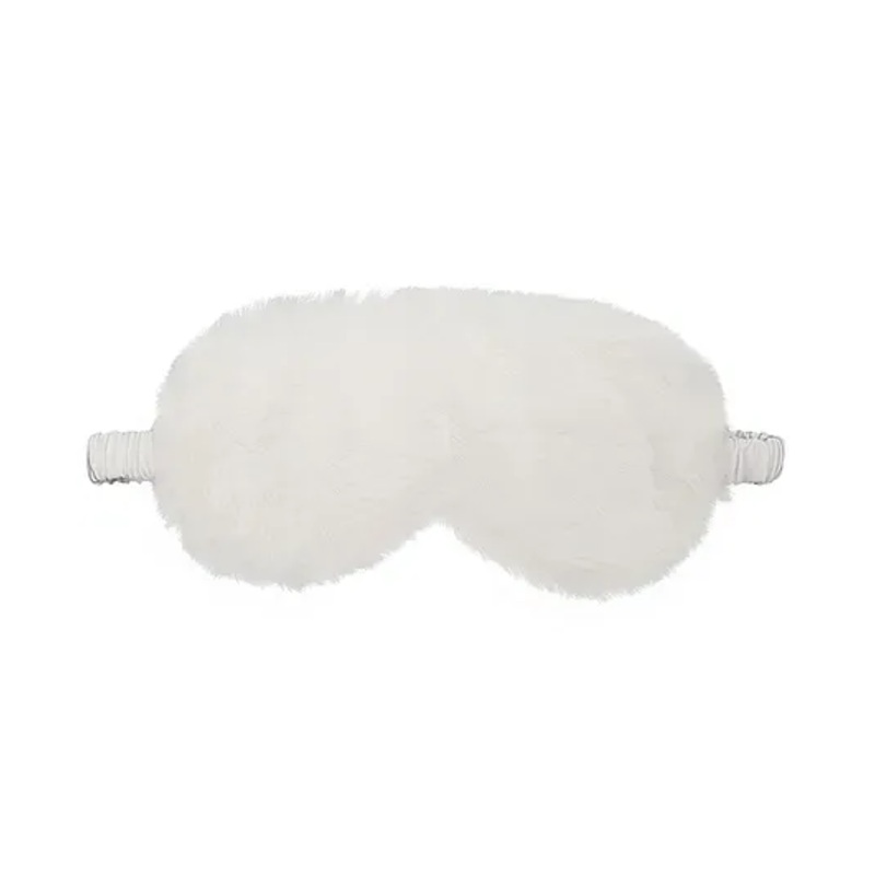 Jenna Silk Fur Plain White Sleeping Eye Mask With cooling Gel