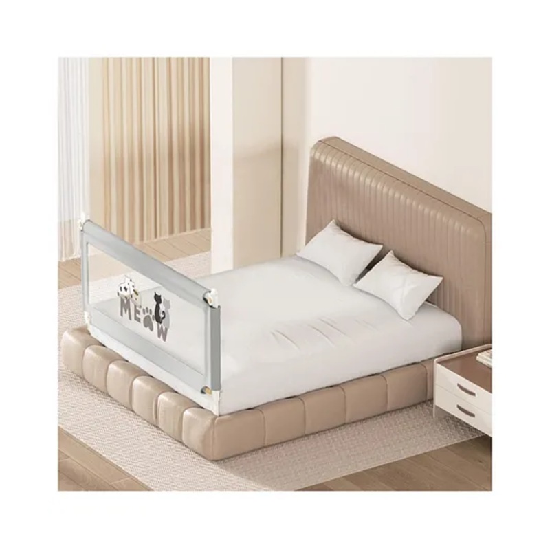 Kids Station Foldable Bed Rail Guard for Kids & Toddlers  1 Side, Grey (150 x 80 cm)  Adjustable Height, Baby Safety Fence for King Size Bed (5ft, Basic)