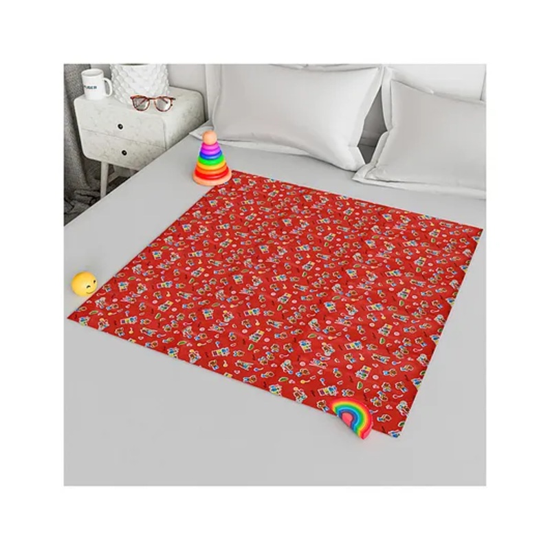 Kuber Industries Baby Sheet  Reversible Baby Plastic Sheet  Crib Sheet for Baby  Bed Wetting Protector Sheet  Baby Mattress Sheet for Baby  Toddler Bed Sheet Red