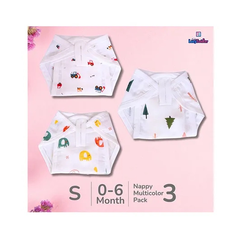 LazyToddler Muslin Nappy Set of 3  Small (ELE)