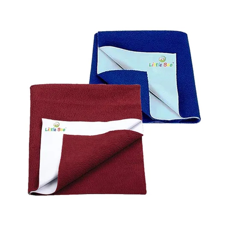 Little Boo Instadry Baby Bed Protector Sheet, Waterproof, small L 70 x B 50cm, Pack of 2 -Marron & RoyalBlue