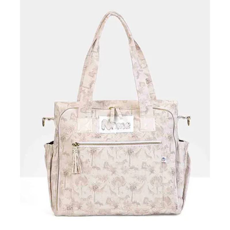 Mi Dulce An'ya Organic Safari printed Diaper bag- beige