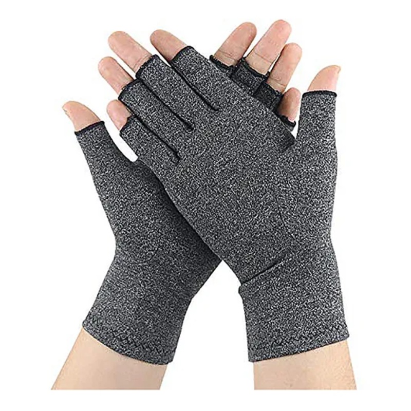 MOMISY Arthritis Copper Infused Finger Less Compression Medium Gloves - Grey