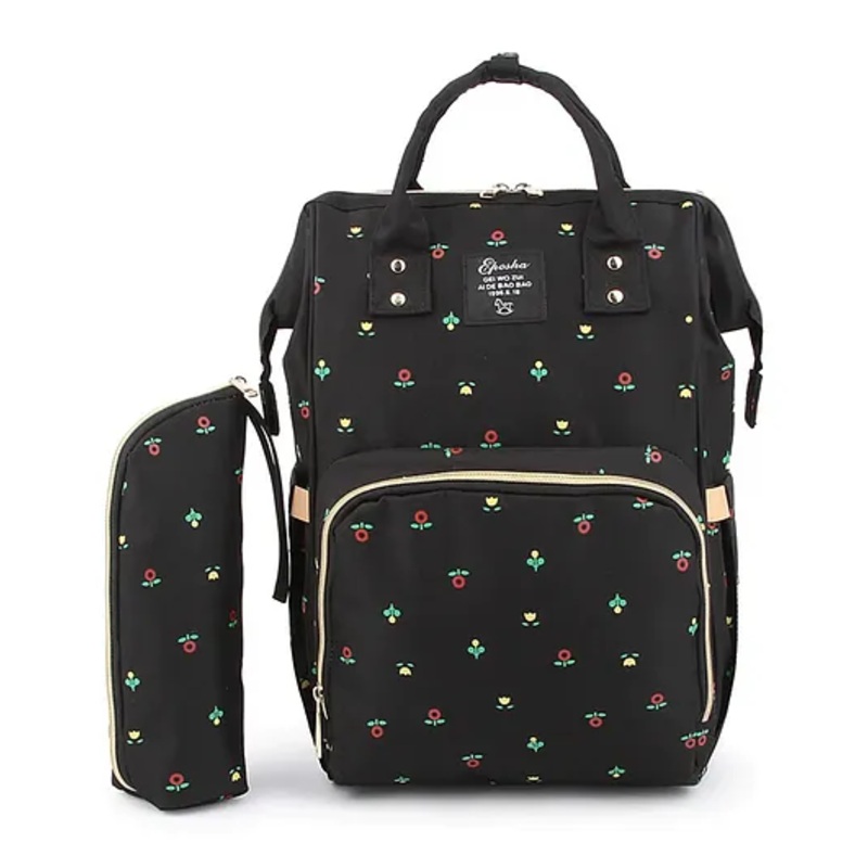 MOMISY Diaper Backpack Bag With Bottle Holder Bag (Orchid-Black)