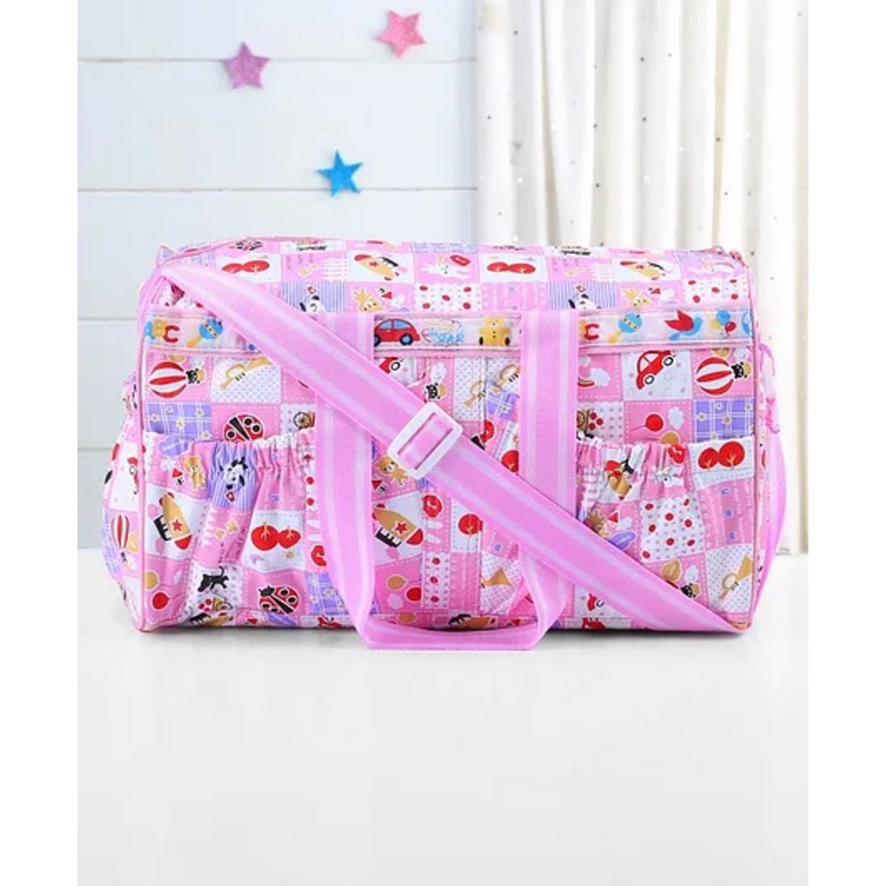 Multipurpose Diaper Bag Sunny Day Print With PVC Material-Pink