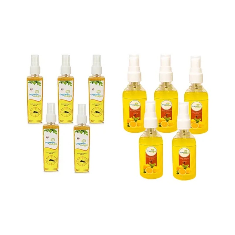 Organic Magic Anti Mosquito Spray with Hand Sanitizer Combo Pack of 10 - 50 ml each