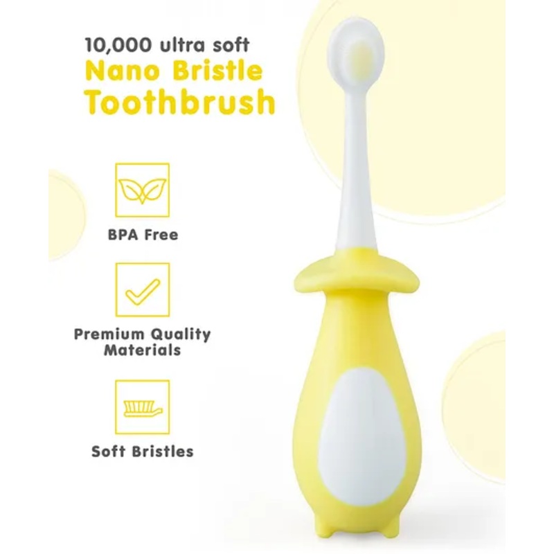 Penguin Shaped Nano Bristle Toothbrush - Yellow