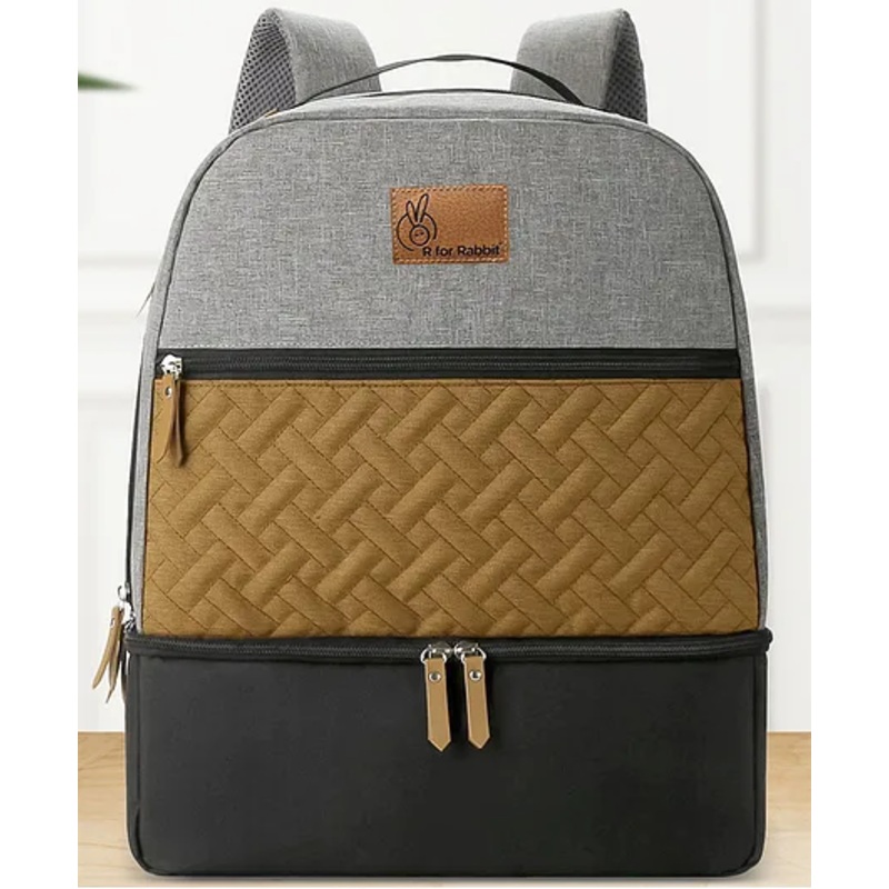 R for Rabbit Caramello Truffle Diaper Bags for Mother, Multipurpose & Large Capacity Stylish Maternity Diaper Backpack for Mom (Black Mustard)