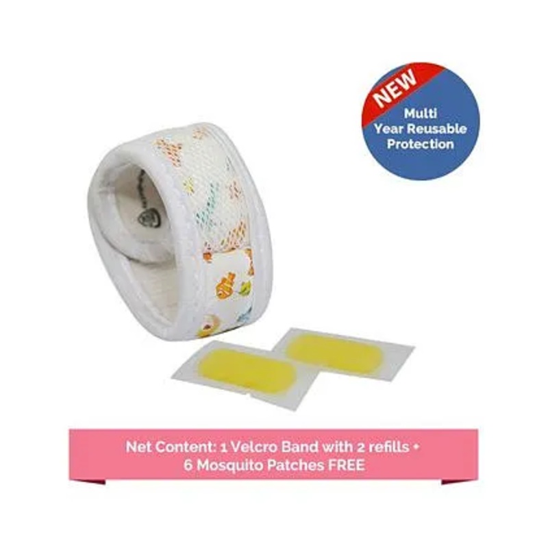 Safe-O-Kid Aqua Theme Reusable Anti-Mosquito Band With 2 Refills - White