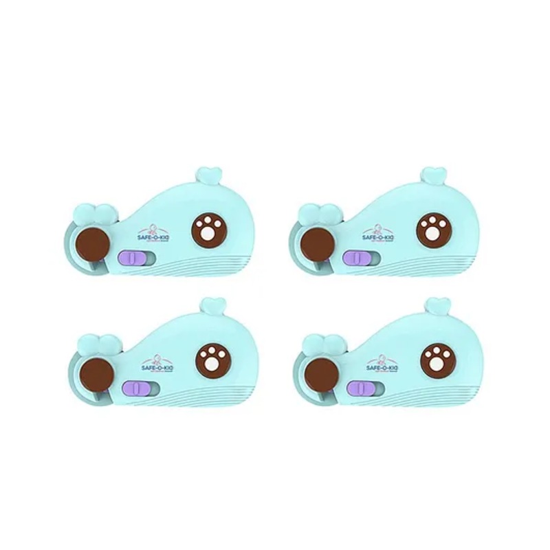 Safe-O-Kid- Whale Shaped Door Lock Pack of 4 - Blue
