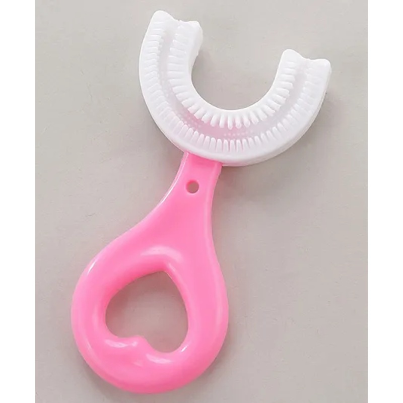 Sparkle Joy U Shaped Kids Silicone Toothbrush - Pink