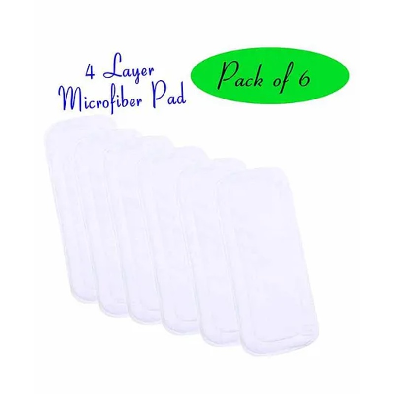 The Little Lookers 4 Layer Microfiber Insert For Reusable Diapers Pack Of 6 - White