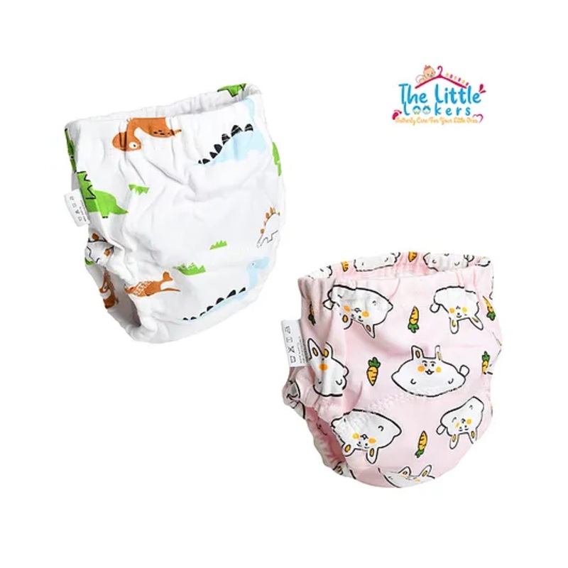 THE LITTLE LOOKERS Potty Training Pants for Babies I Reusable & Waterproof Pull up Underwear | Cloth Diaper for Babies-Pink & White Dino - Medium (1 Year - 2 Years) (Pack of 2)