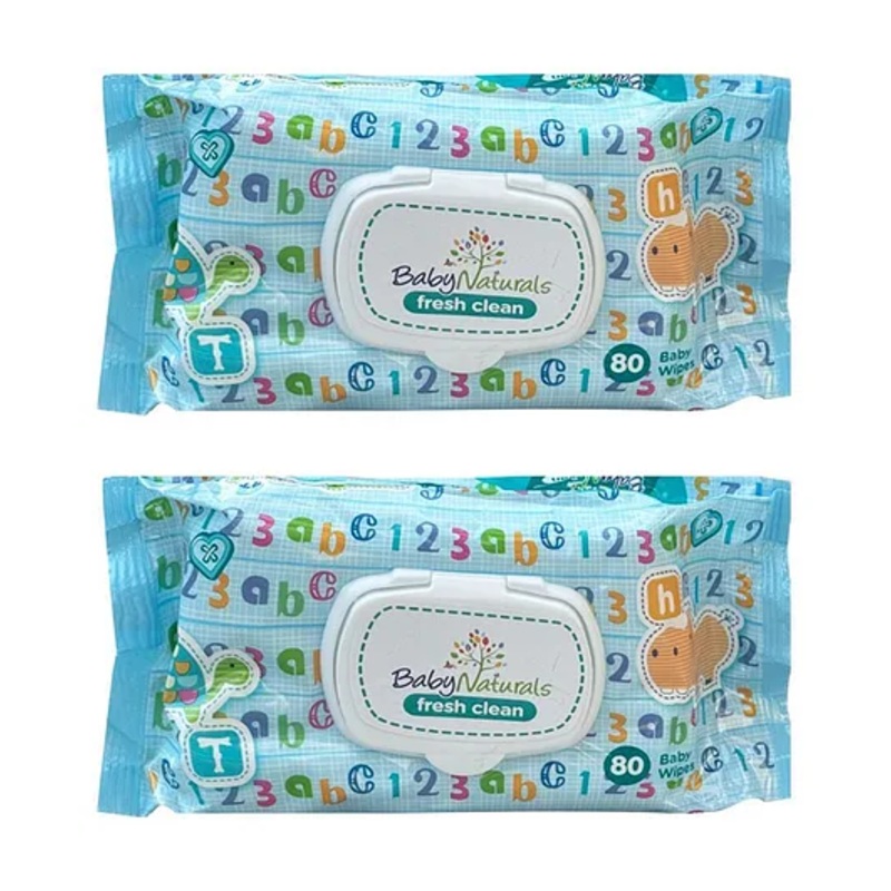 The Little Lookers  Soft Cleansing Anti Bacterial Baby Cotton Wipes Pack Of 2 - 90 Pieces Each