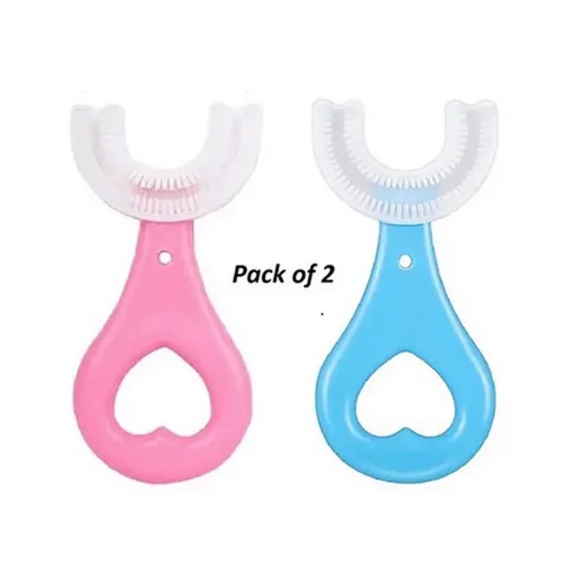 Tiny Tycoonz Soft Sillicone U-Shaped Toothbrush (Pack of 2) - Multicolor