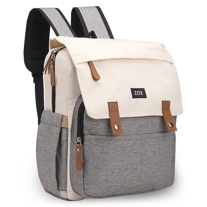 Zoe Multi-purpose Travel Friendly Diaper Backpack With Pacifier Holder - Grey