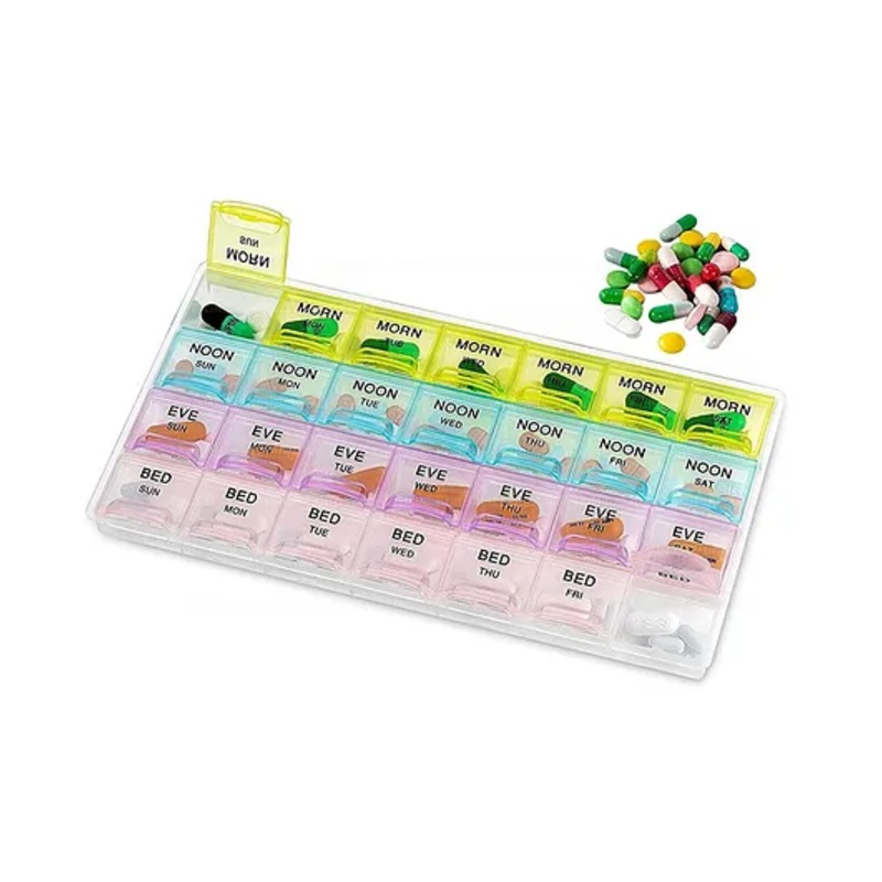 Bunie 7 Day Pill Box Case with Separate Compartments  Set of 1 Multicolor