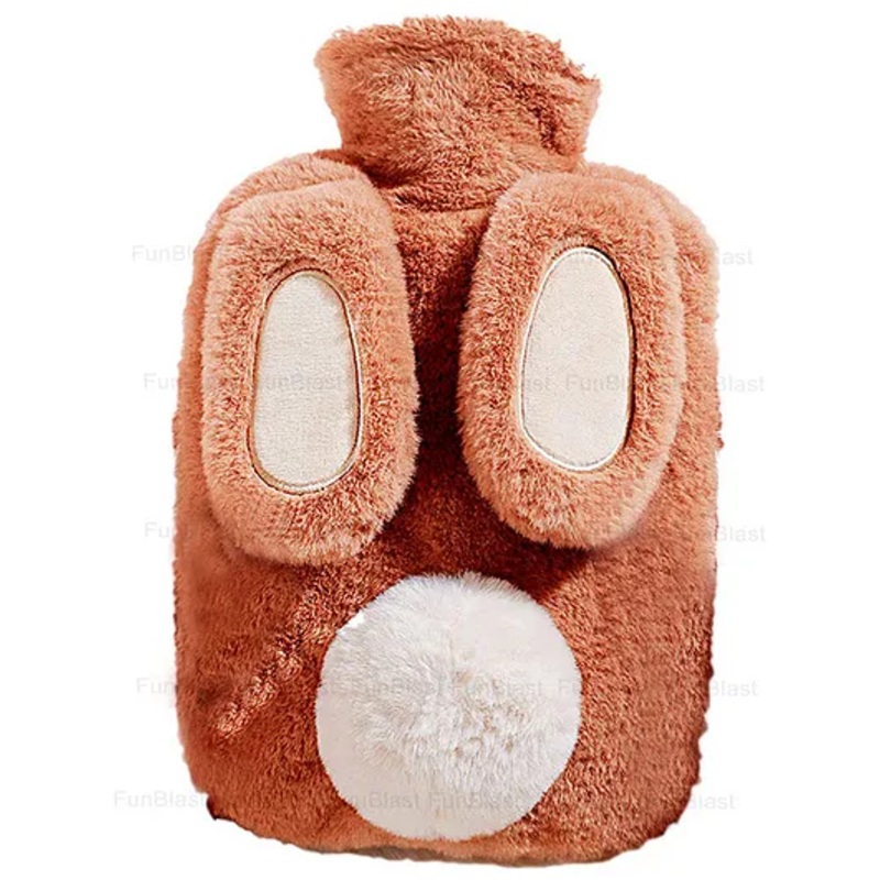 Bunie Cartoon Design Hot Water Bag with Soft Cover - 1000 ml (Brown)