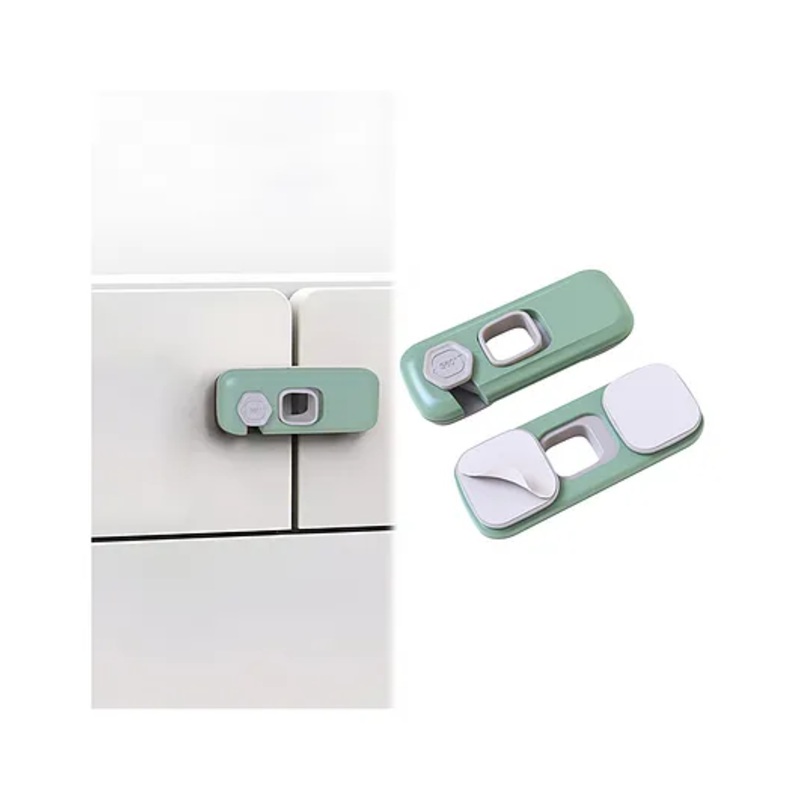 Child Safety Lock For Fridge, Drawers, Cupboard, Cabinet, Window Safety Multifunction Accessories Buckle Lock Green - 1 Pcs