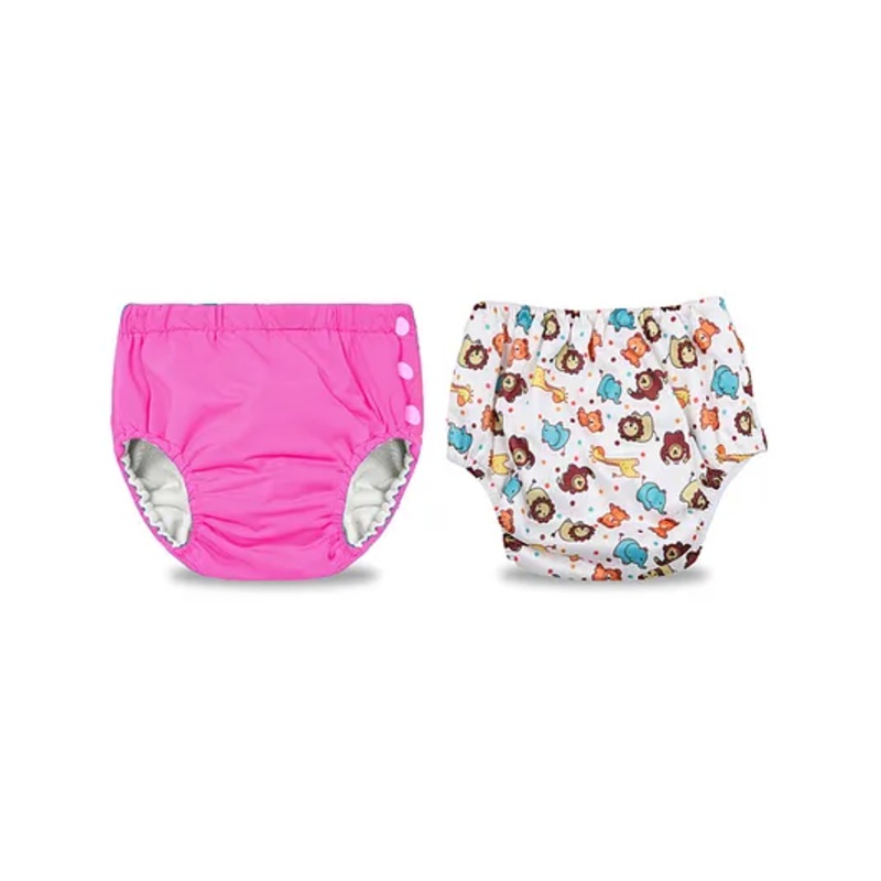 Chinmay Kids Swimming Pants Reusable Swimwear Diaper Pool Pants Pack of 2 - Light Pink & White
