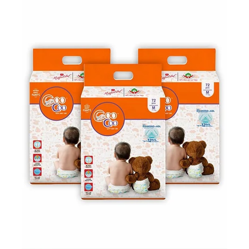 Coo Coo Extra Dry Baby Pullup Diaper Pants - Medium M 216 Count | Stretchable Waistband & Leak Protection