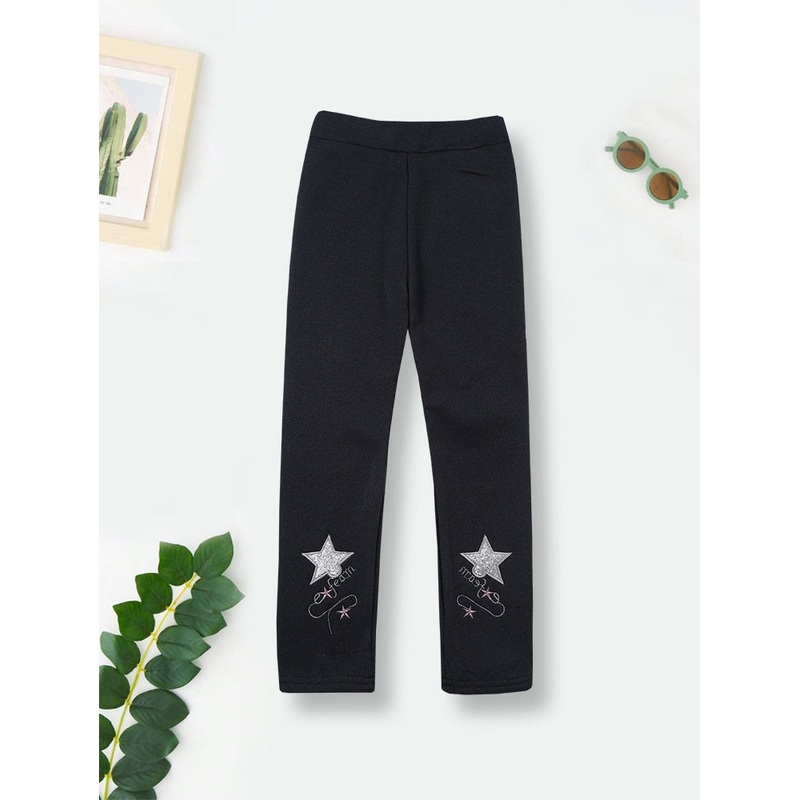 Girls Fleece Tights Stars Charcoal - Sunshine
