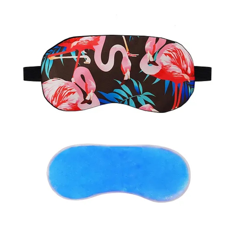 Jenna Flamingo Black Printed Sleeping Eye Mask With Cooling Gel