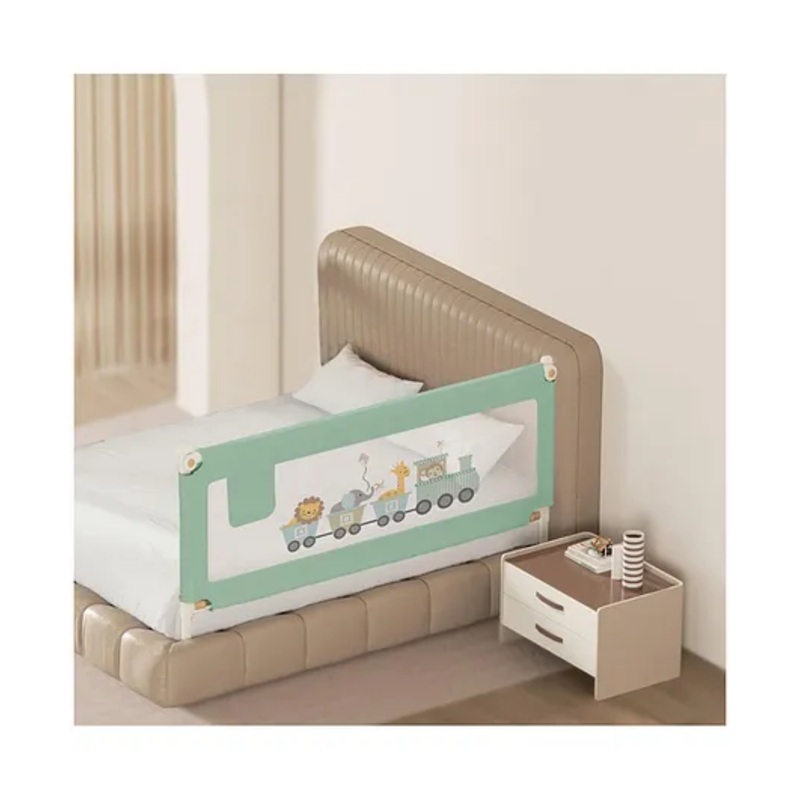 Kids Station Adjustable Bed Safety Rail  1 Side, Green (192 x 80 cm)  Foldable Guard Rail with Storage Pocket for Toddlers, Innovative Patent Design for King Size Bed (6.3ft)