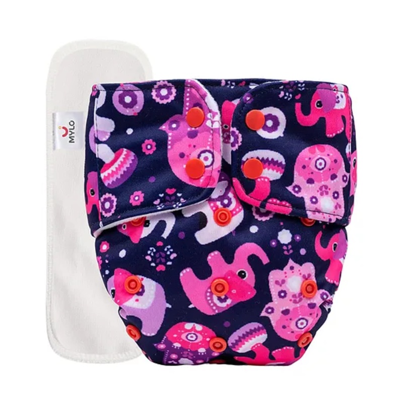 Mylo Baby Freesize Adjustable Cloth Diapers with 1 Free Insert Oeko Tex Certified - Purple Love