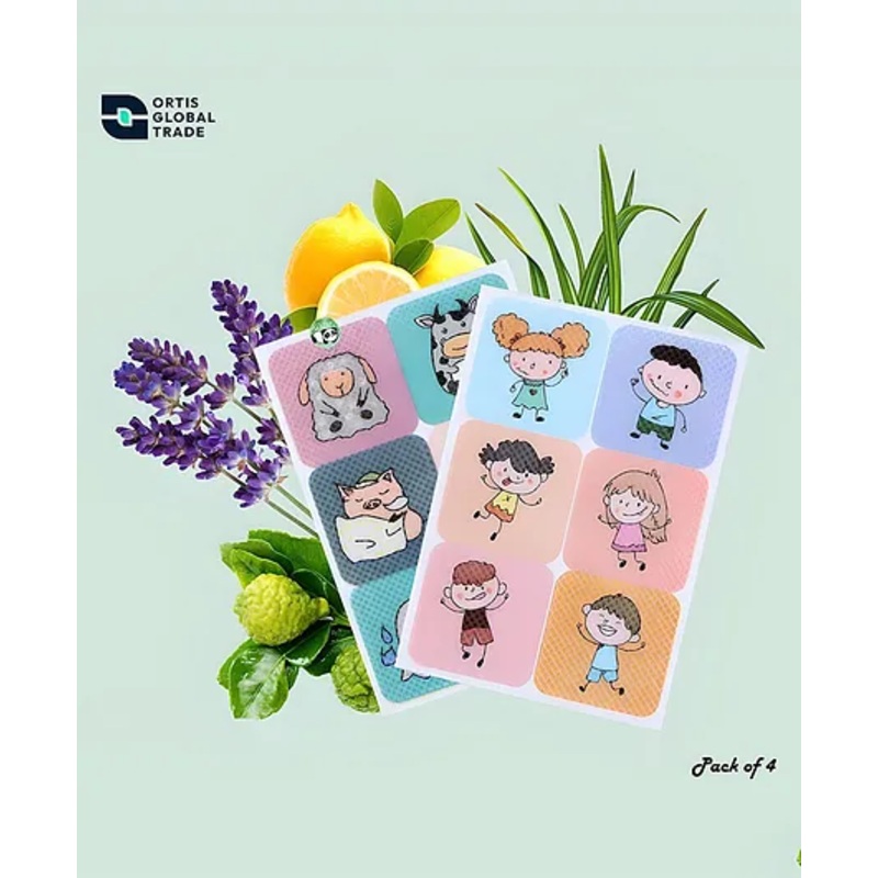 Ortis Waterproof Natural Mosquito Repellent Sticker - 144 Pieces (Colour & Print May Vary)