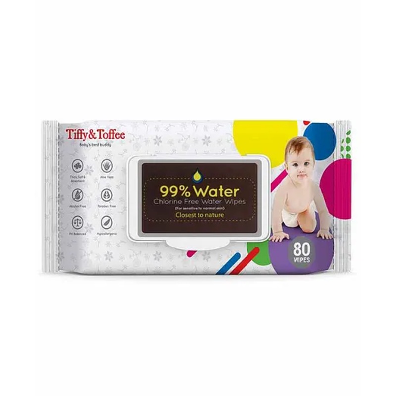 Tiffy & Toffee Baby Water Wipes - 80 Wipes