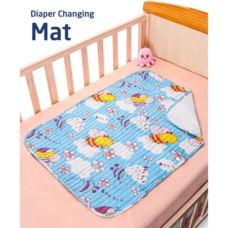 Zoe Multipurpose Waterproof Diaper Changing Mat With Honeybee Print - Blue